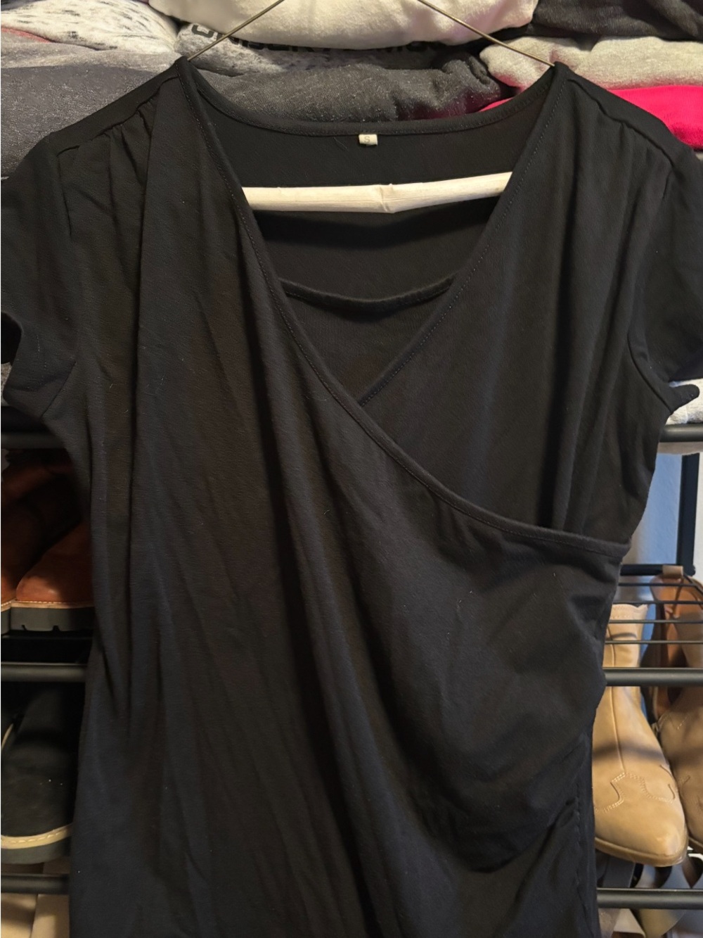 Black Wrap-Front Women’s Top